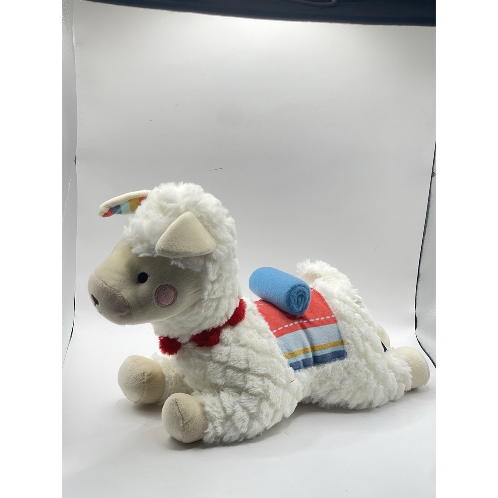 FAO Schwarz Llama Alpaca 13" Plush Lying Down Colorful Ears & Blanket Bin8